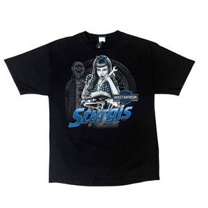 Harley Davidson Tattooed Rockabilly Girl Mechanic Sturgis T Shirt Mens Medium